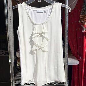 New York & Company White Ruffle Blouse